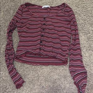 Striped long sleeve crop top